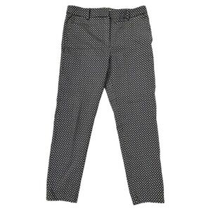 HM size 8, slacks, black,white, blue geometric shapes, zipper double hook eye